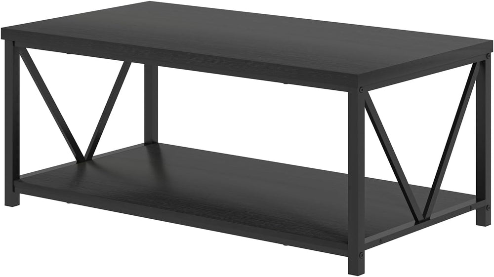 EXCEFUR Small Coffee Table, Modern Living Room Tables with Storage Shelf, Rus...