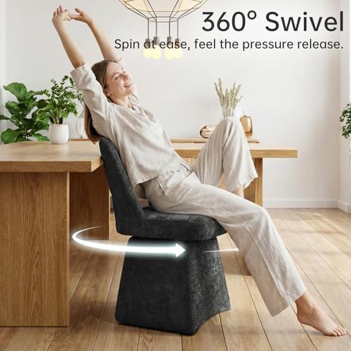 VKNOW Upholstered Swivel Dining Chairs Set of 4 with Curved Open Back