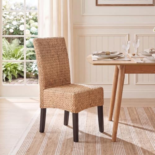 SAFAVIEH Luz Wood Dining Chair Set of 2, 18.5" Seat Rustic Natural SEA8016A