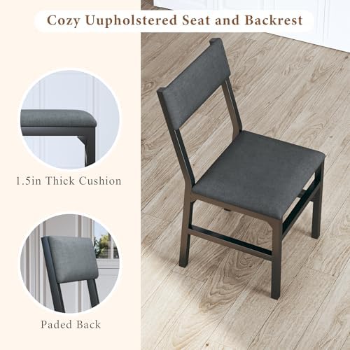 HUAHUU Dining Table Set for 4, Extendable Kitchen Table Cushion Chairs Set of 4, Rectangle Dining Table with Metal Frame & MDF Board, Folding for Small Apartment Saving Space, Black