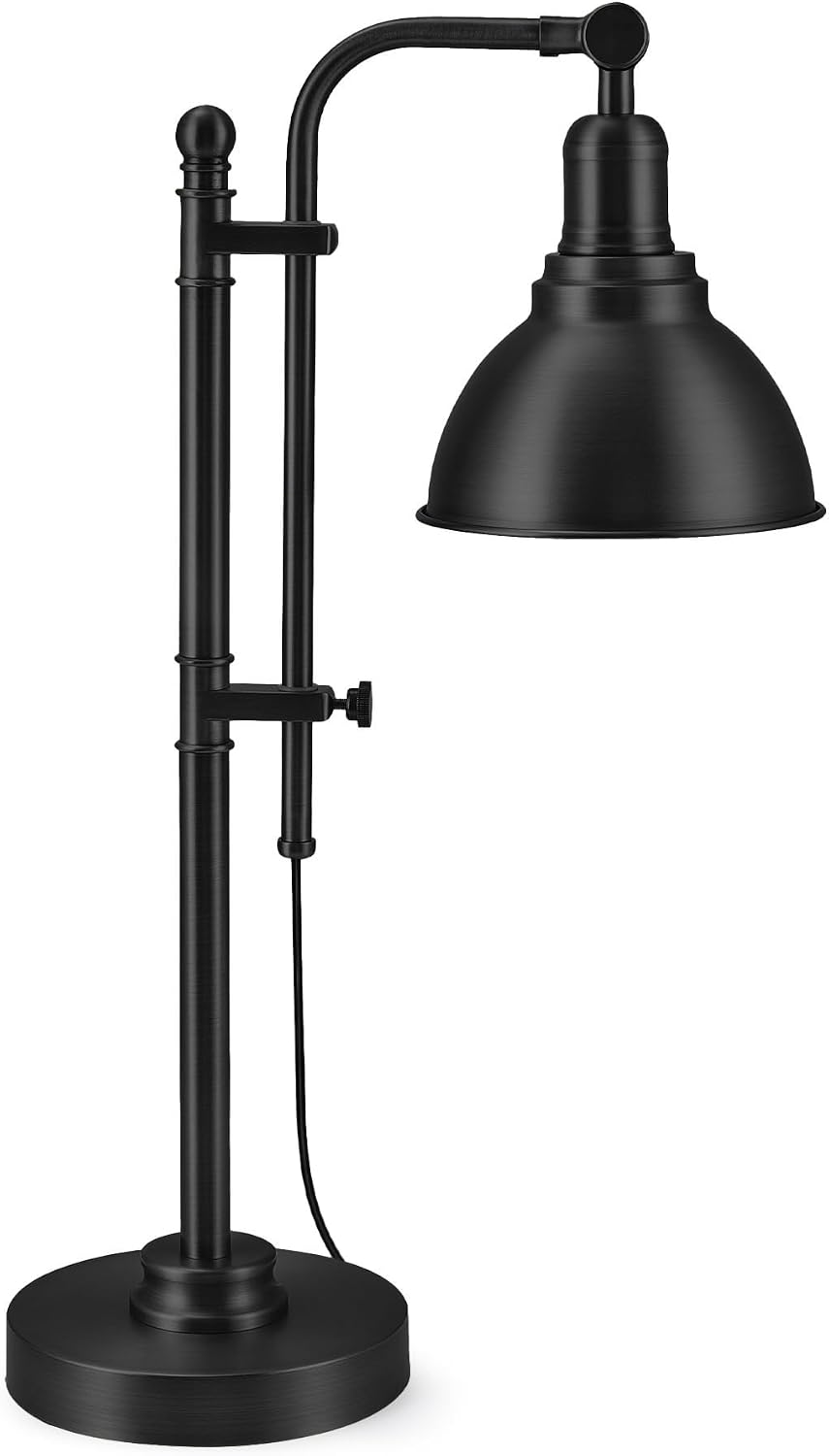 VONLUCE Rustic Desk Lamp, Adjustable Industrial Table Lamp for Home Office
