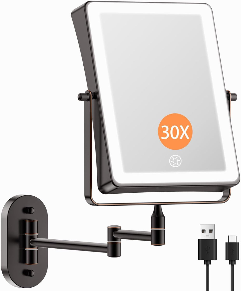 FASCINATE 8.7" 5000mAh Rechargeable Wall Mounted Makeup Mirror (Bronze)
