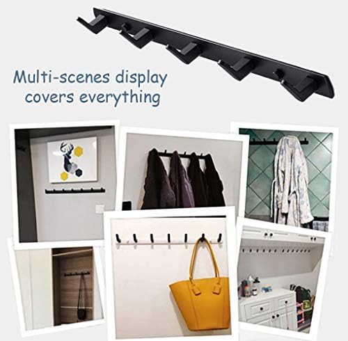Wall Mounted Coat Rack, 8 Hooks, 29.7"x1.3", Modern, Black