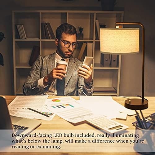 25" Tall Table Lamp with USB C+A Ports, Fully Stepless Dimmable Modern M...