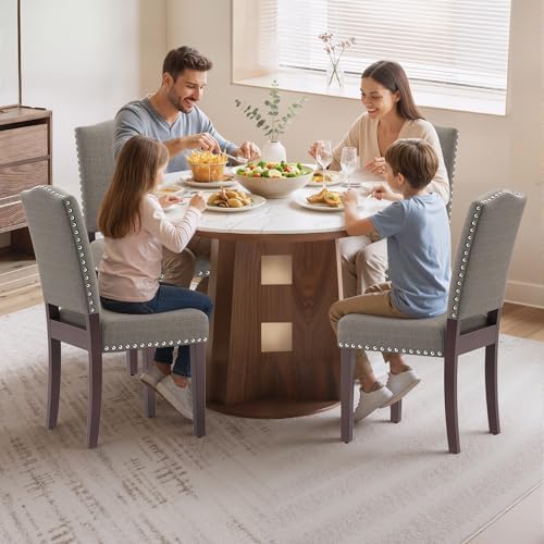 Upholstered Dining Chairs Set of 6 with Thickened Seat Cushion
