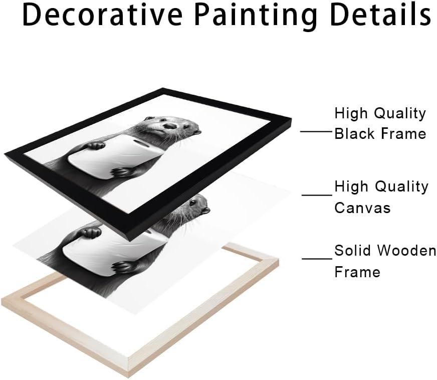Black and White Bathroom Wall Art, Funny Bathroom Wall Decor, Toilet Paper in...