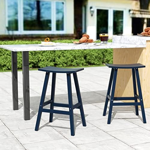 HDPE Laguna Contempo 29" Saddle Bar Stool, Navy Blue