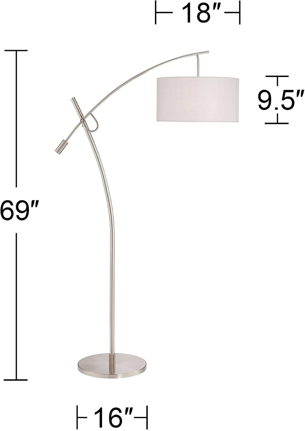 Raymond Brushed Nickel Adjustable Boom Arc 69" Tall Floor Lamp