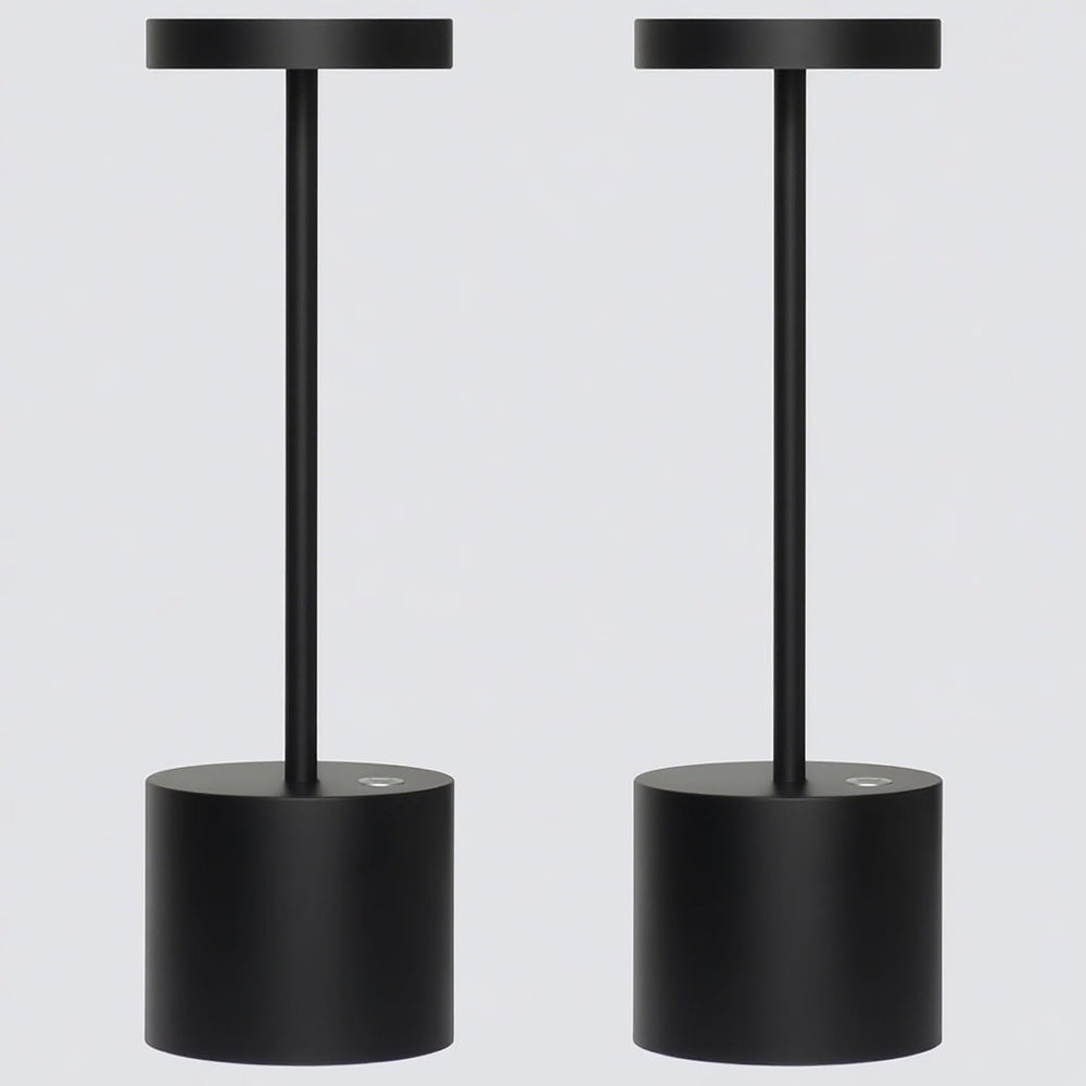 Cordless Rechargeable LED Table Lamp Set of 2, Matte Black