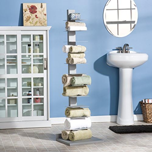 SEI Furniture 11- shelf Metal Spine Book Tower, Silver