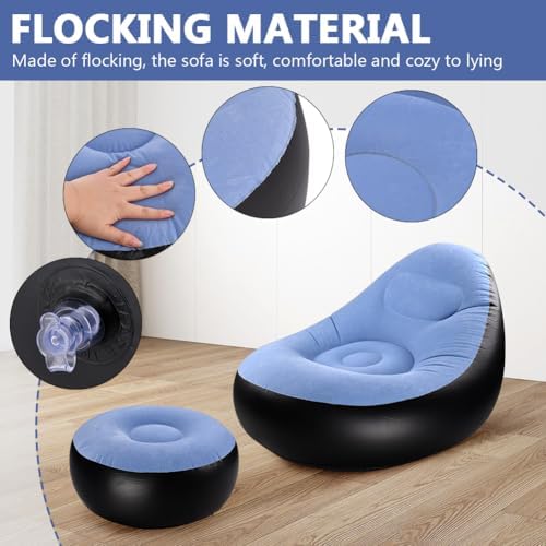 Inflatable Lounge Chair for Adults, Portable Folding Inflatable Blow Up Couch...