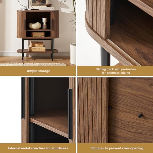 mopio Quin Storage Cabinet, Sideboard, Console Table, Fluted (Walnut)