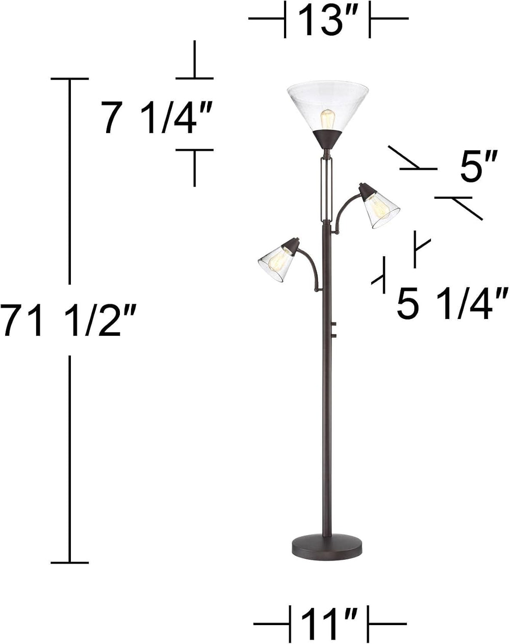 Warwick 71 1/2" Tall Tiger Bronze and Seeded Glass Torchiere Floor Lamp
