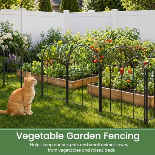 Decorative Garden Fence,10.5 ftx 15.66"H Rustproof No Dig Flower Bed Border
