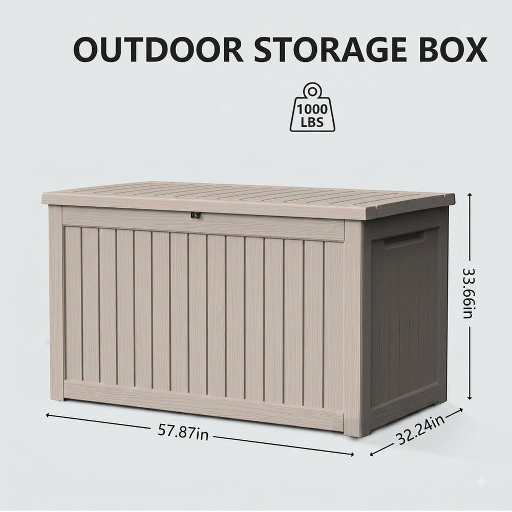 300 Gallon Outdoor Storage Box Waterproof Lockable Resin Deck Box Large, Pati...