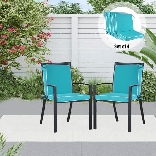 Outdoor Patio Chair Cushions Set of 4, Water Resistant Square Seat Cushions w...