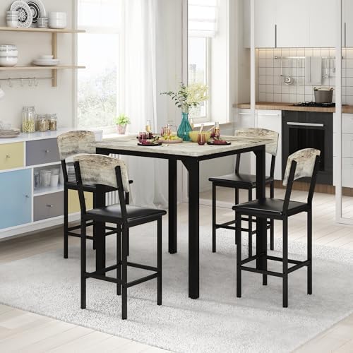 AWQM 5-Piece Dining Table Set, Kitchen Table Set for 4 (Gray)