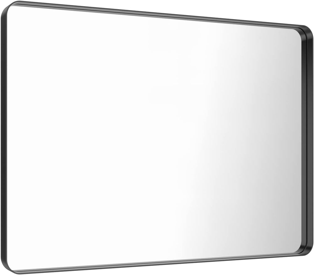 LOAAO 48X32 Inch Black Metal Framed Bathroom Mirror for Wall, Matte Black Bat...