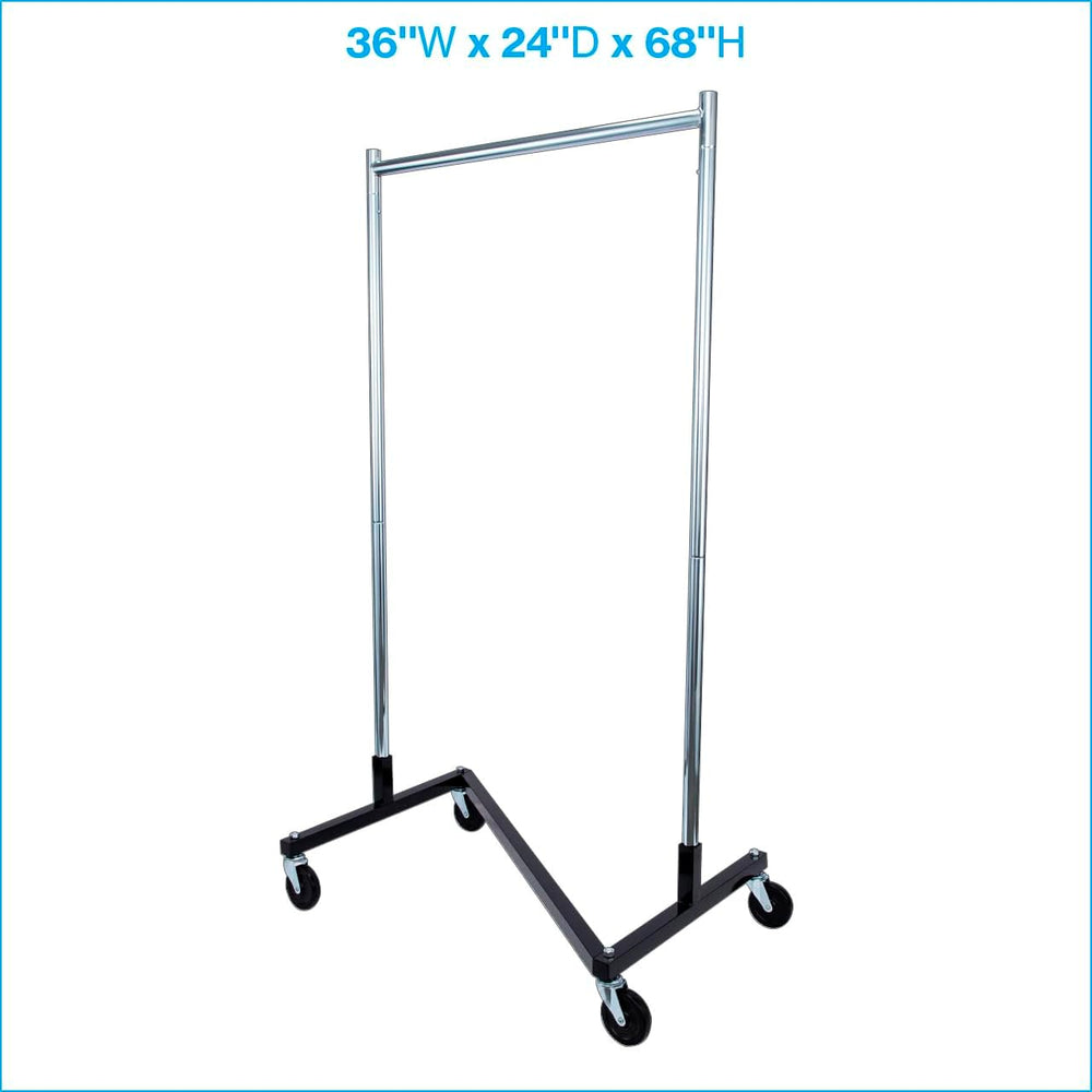 SSWBasics Compact Z Rack, Heavy Duty Rolling Clothing Rack, Holds 300 lb