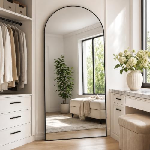 Arched Full Length Mirror 71"x26" Leaning Hanging Decor Black