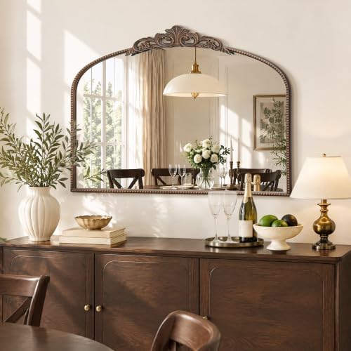 Micasso Vintage Bronze Wall Mirror: 40"x29" Baroque Antique Arched ...