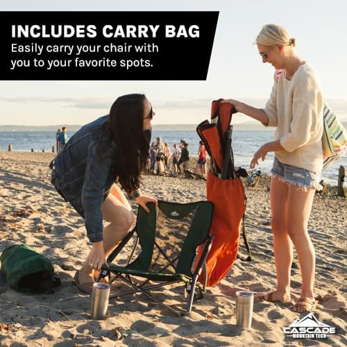 Cascade Mountain Tech Folding Camp Chair for Camping, Beach, Picnic, Barbqeue...