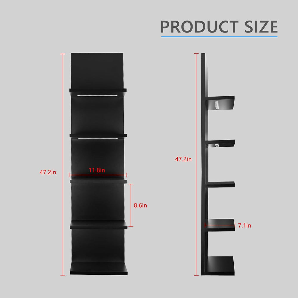 VIWODS 5-Tier Wall Shelf Unit with RGB Light, Black