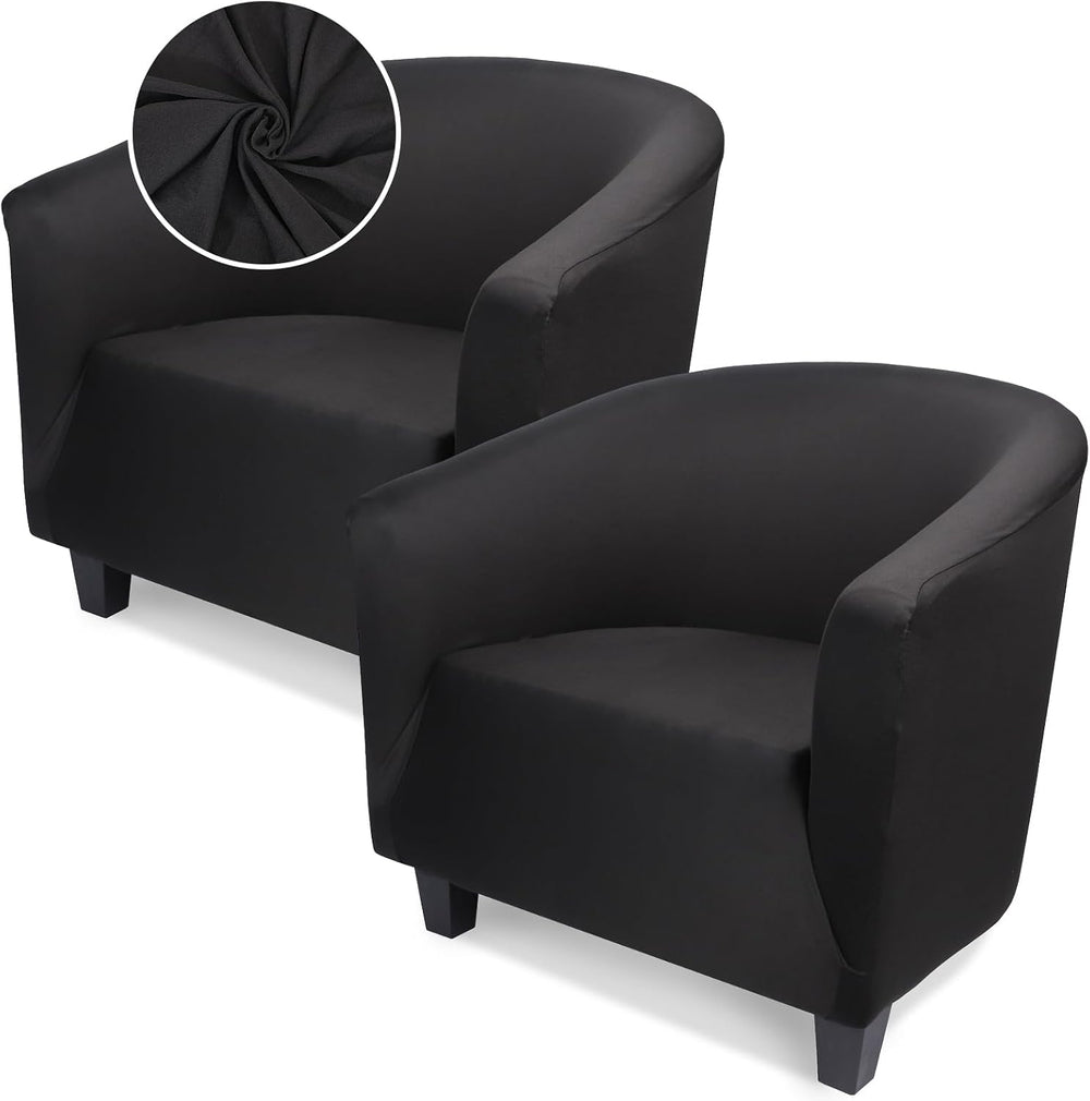 Chair Covers Armchair, 2 Pack Stretch Black Barrel Club Chair Slipcovers, Rou...