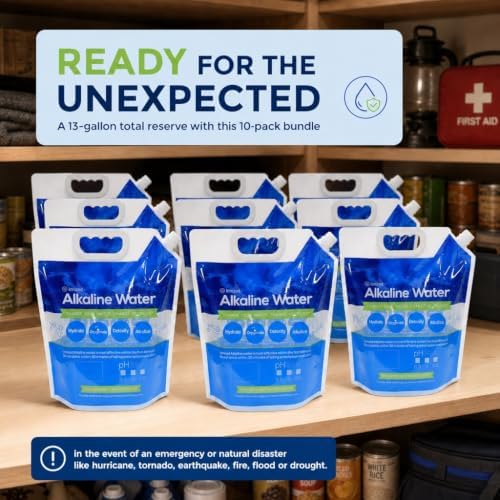 Foldable Alkaline Water Storage Bags, 5L/1.3 Gal, 10-Pack, BPA Free