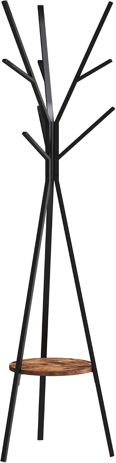 HOME BI Coat Rack Frestanding,Coat Hanger Stand with Shelves,9 Hooks