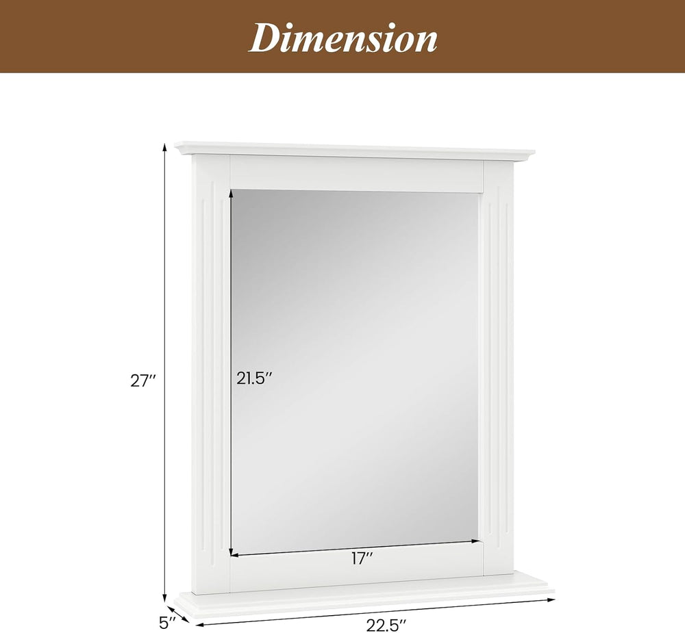 CHARMAID Bathroom Mirror with Shelf - 27" x 22.5" Wall Mirror Over ...