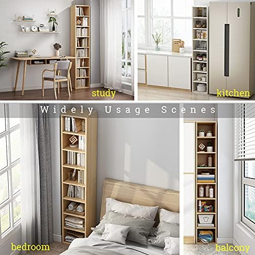 IOTXY Small Narrow Corner Bookcase - 71" Tall Gap Storage Cabinet, White