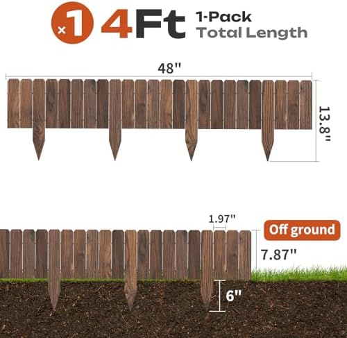GHWIE Garden Edging Border Garden Fence Wood Fence Border for Yard Patio Path...