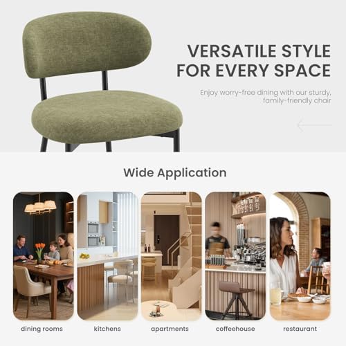 MALOL Dining Chairs Set of 6, Modern Fabric Dining Room Chairs, Green