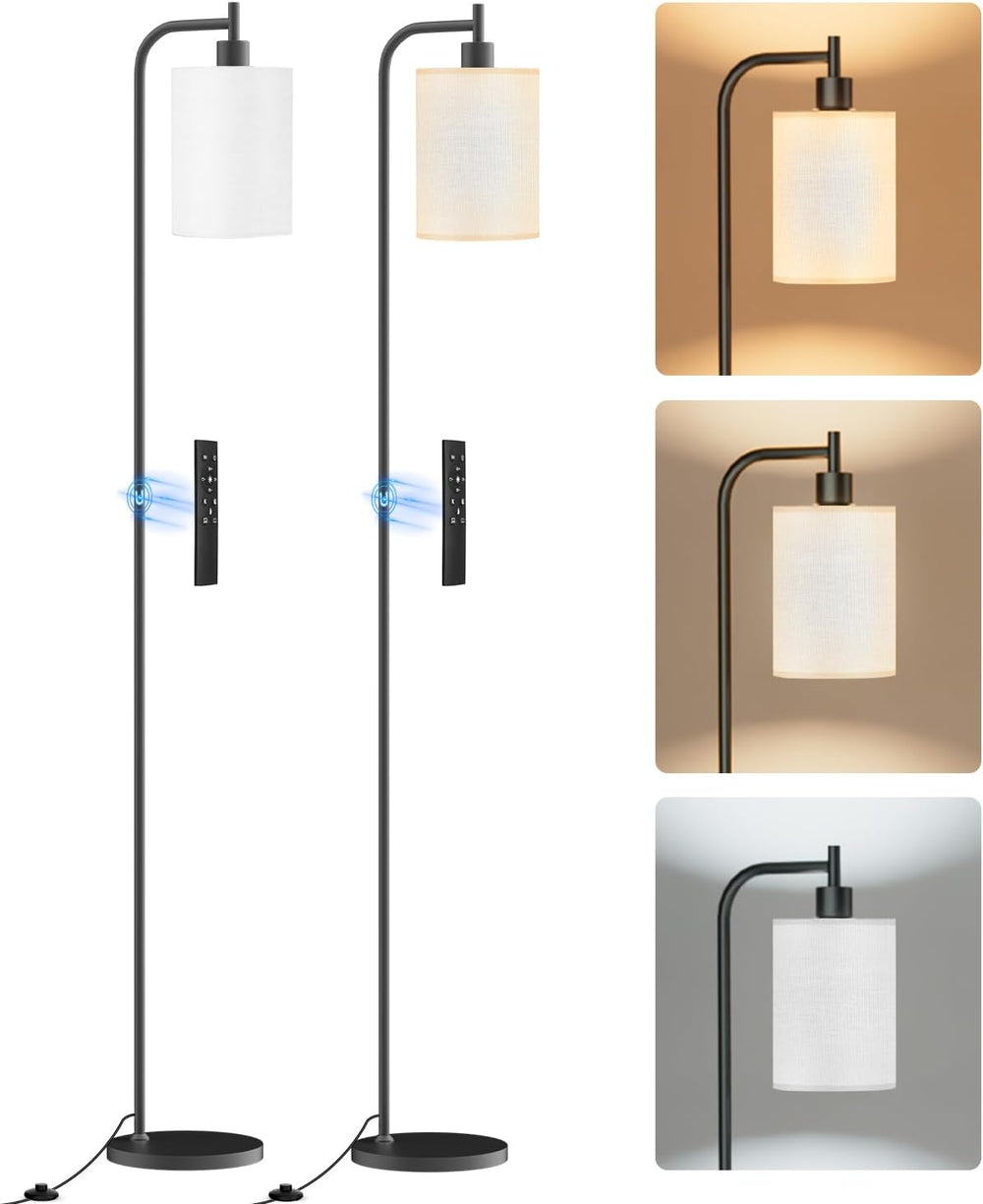 SIBRILLE 2-Pack Floor Lamps with Linen Shade for Living Room Bedroom Corner