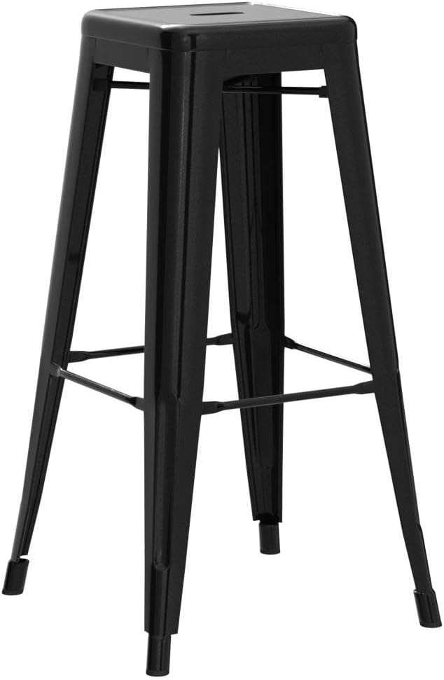 Yaheetech 30 Inch Metal Bar Stools Set of 4, Stackable Barstools, Black