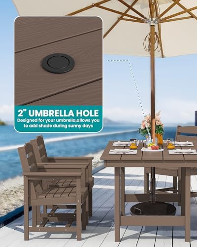 SERWALL Outdoor Dining Set, Patio Dining Set with Bench, Coffee