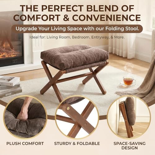 Baveke Foldable Ottoman Foot Rest for Chair, Small Foot Stools Ottoman for Home Decor, Space-Saving Foot Rest for Couch Living Room, Bedroom, Entryway