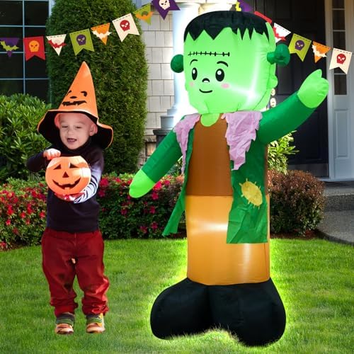 4FT Green Ghost Halloween Inflatable Decor with LED Lights