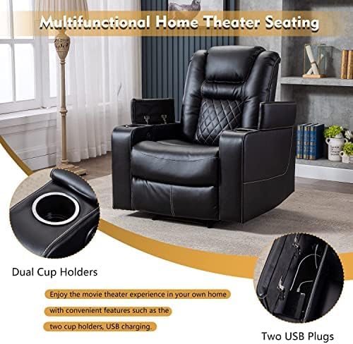 CANMOV Electric Power Recliner Chair Set of 2, Breathable Leather Home Theate...