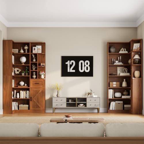 Garvee 74'' Tall Corner Bookshelf- 6-Tier Book Shelf with Drawer & Cabinet