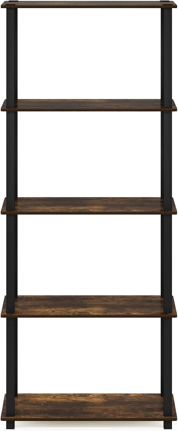 Furinno Turn-S-Tube 5-Tier Multipurpose Shelf Display Rack with Square Tubes,...