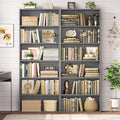 FOTOSOK 6 Tier Tall Bookshelf Bookcase with Open Display Shelves, Dark Gray