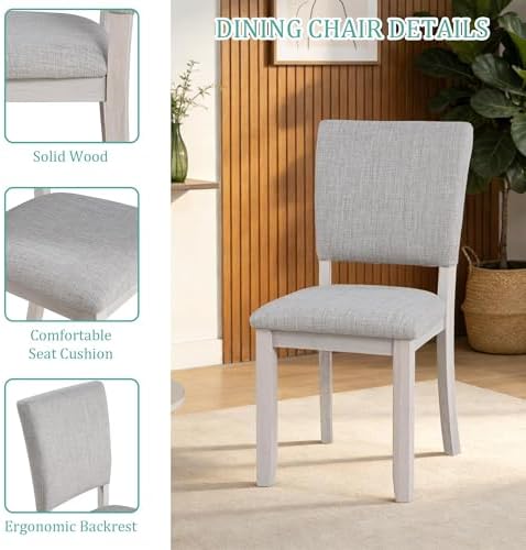 Rectangle Dining Table Set of 4, 48" Kitchen Table and Upholstered Chairs
