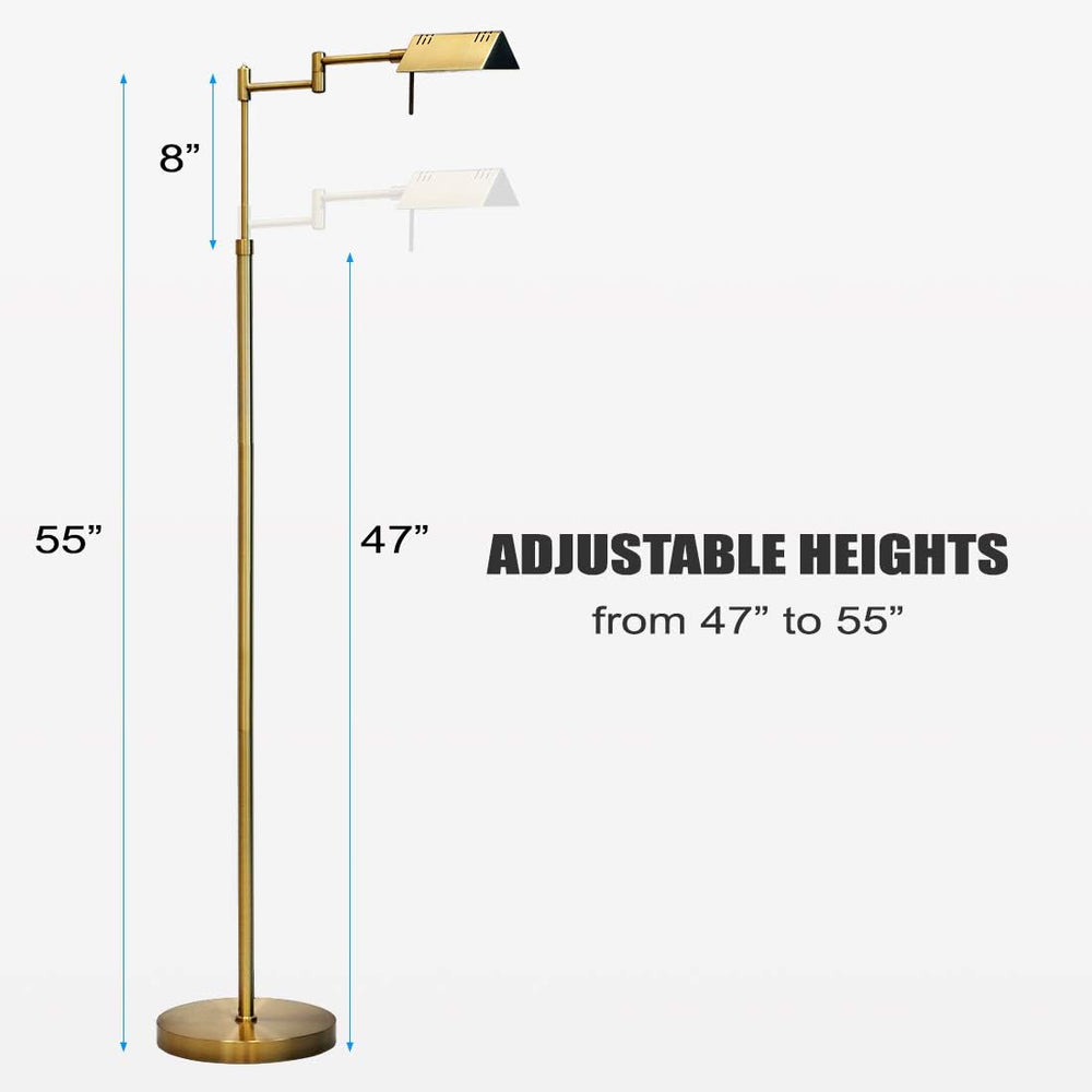 O'Bright Brook Adjustable Dimmable LED Pharmacy Floor Lamp, Antique Brass