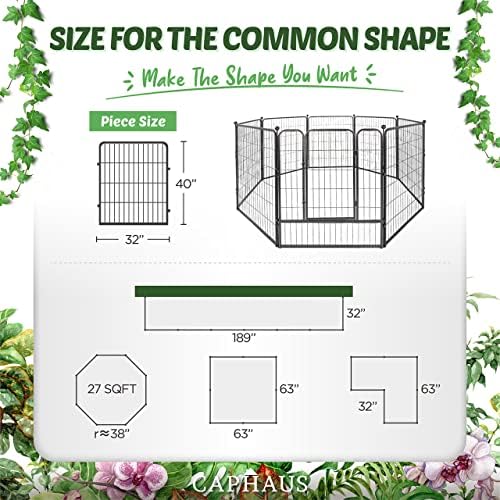 CAPHAUS Decorative Garden Fence, 40 Inch x 21 FT Heavy Duty Iron Fencing Land...