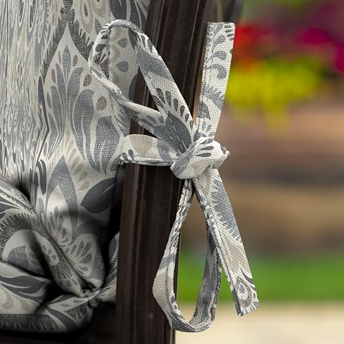 Arden Outdoor Midback Chair Cushion, 18x36.5, Neutral Damask