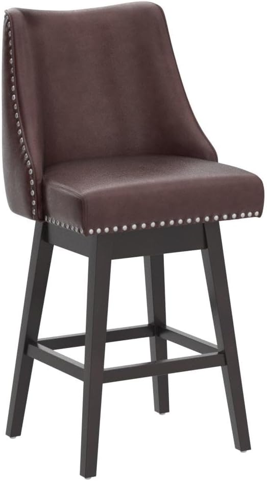 27.5 inch Counter Height Bar Stools Set of 4 Faux Leather 360°Swivel Barstool...
