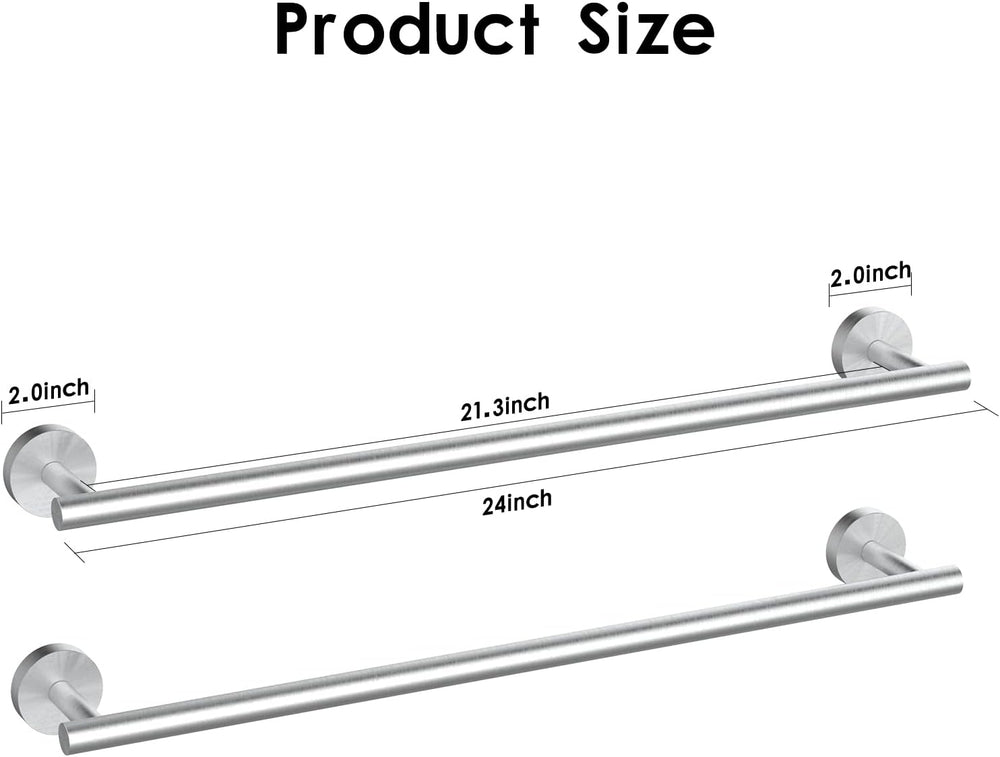 Newfun 24 Inch Brushed Nickel Bathroom Towel Holder, 2Pcs