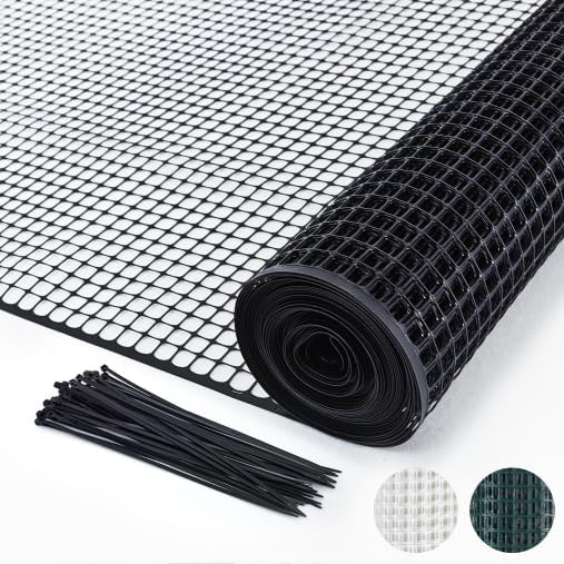 PotatoLife Black Plastic Garden Fence, Hardware Mesh, 24'' x 25'